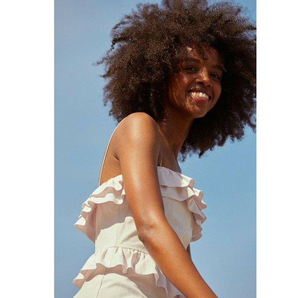 Brock Collection x H&M Flounced Dress NWT Cotton Light Pink Fitted Tiers - Picture 10 of 13